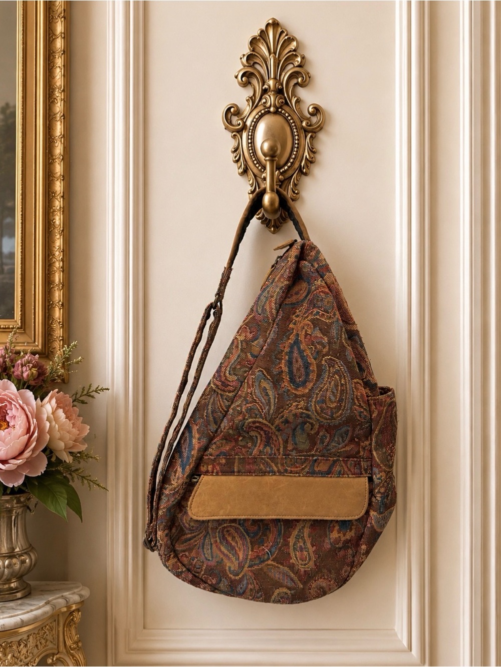 Boho Paisley Sling Bag in Rich Earth Tones